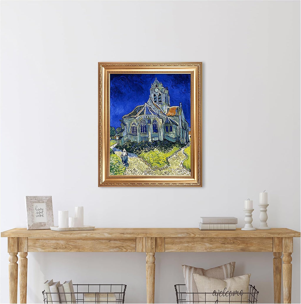 Café Terrace at Night by Vincent Van Gogh Framed Size:30x36 inches,Image Size:24x30 inches,Golden Frame The World Classic Art Reproductions,Wall Art for Home Decor