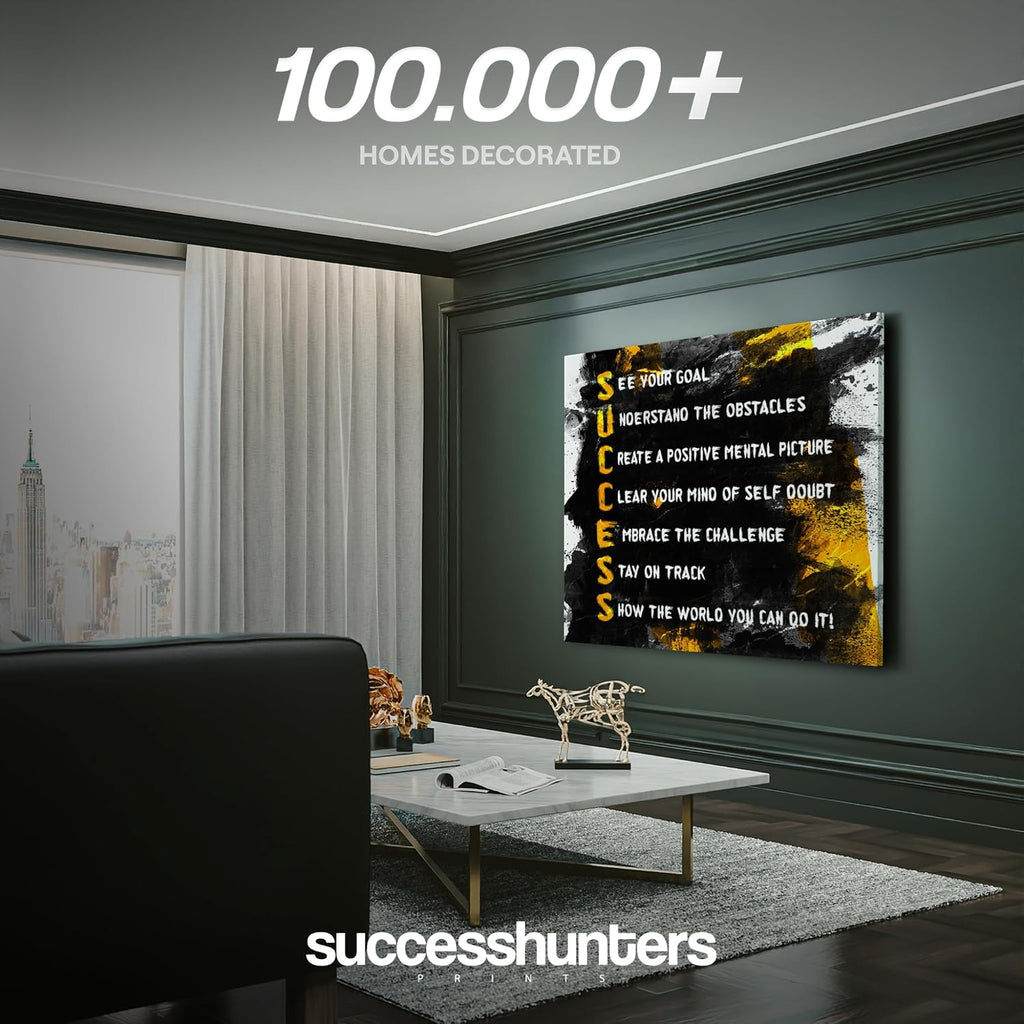 Success Ingredients Wall Art Office Decor Motivational Canvas Print Successful Quote, Inspirational Succeed Sign Goal, Obstacles, Self-Doubt (30' x 40')