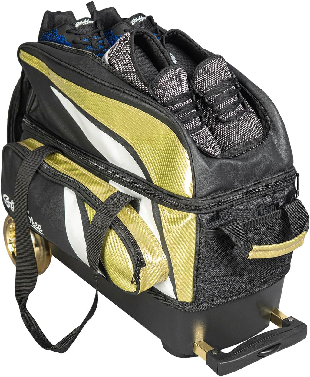 KR Strikeforce Cruiser Lux Double Bowling Ball Roller Bag with Upper Shoe Compartment and Side Accessory Pouch