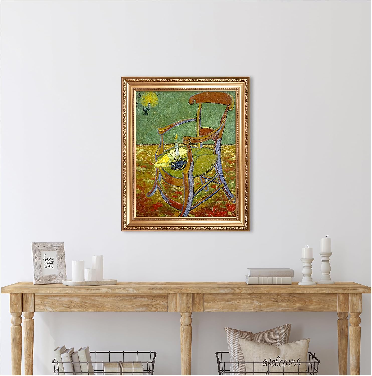 Gauguin's Chair by Vincent Van Gogh Framed Size:30x36 inches,Image Size:24x30 inches,Golden Frame The World Classic Art Reproductions,Wall Art for Home Decor