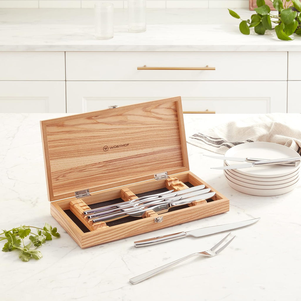 Wüsthof 10-Piece Stainless Steak and Carving Knife Set, Olivewood