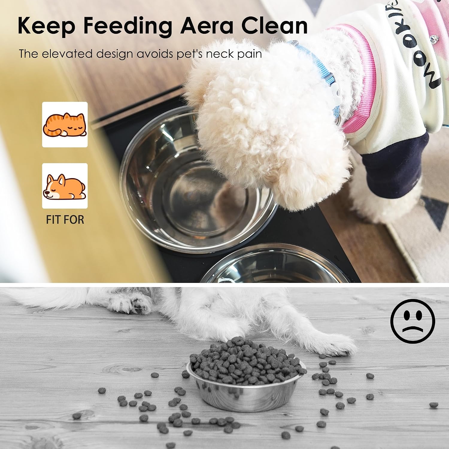 Dog Feeder Station Storage Cabinet, Pet Feeding Station with Storage, Dog Food Station Furniture with Feeding Bowls, Pull Out Elevated Dog Bowls, Pet Dog & Cat Food Storage Organizer