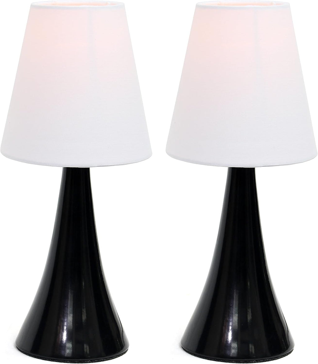 Simple Designs LT2042-BLK-2PK Valencia Colors 2 Pack Mini Touch Table Lamp Set with Fabric Shades, Black & White (Pack of 6, 12 Count Total)