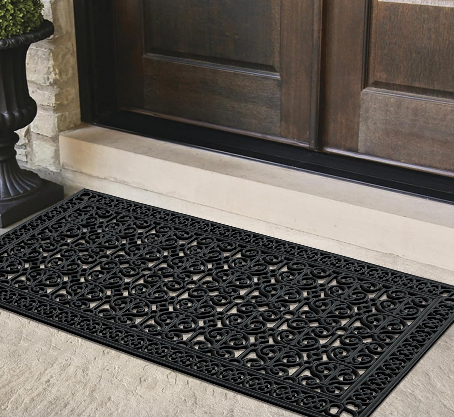 A1 Home Collections 34-LB Heavy Duty Rubber Doormat 36'×72' - Won't Blow Away | Outside Front Door Mat, Mud Dirt Scraper, Non-Slip Drainage Mat for Entryway Patio Garage, All-Weather, 100% Rubber Mats
