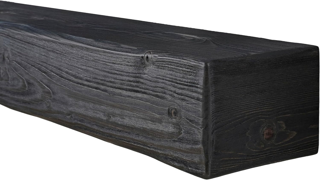 Handmade Fireplace Mantel Shelf 60', Extra Wide Rustic Wood Mantles for Over Fireplace, Wall Mounted Floating Mantel Shelves for Living Room Decor (Ebony, 60Lx6Hx8D)