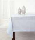 Solino Home Light Blue Linen Tablecloth 60 x 120 Inch - 100% Pure Linen Hemstitch Table Cloth for Rectangle Tables - Classic Hemstitch, Machine Washable Tablecloth for Summer
