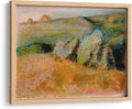 Canvas Lab | Landscape with Rocks by Edgar Degas | 23 x 17 in | Fine Art Framed Print, Frame Color: Natural | Classical art, Impressionism, Scenery | Wall Decor for Bedroom, Living Room or Office
