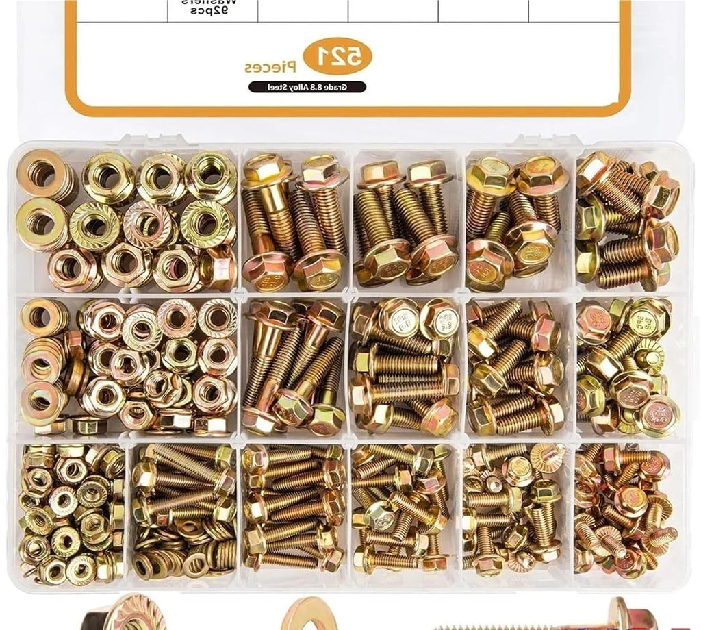 Set Screw Assortment Kit 521PCS Metric Class 8. Serrated Hex Cap Flange Bolts Assortment Kit for Homeowners,DIYers,Mechanics,Industrial Workers