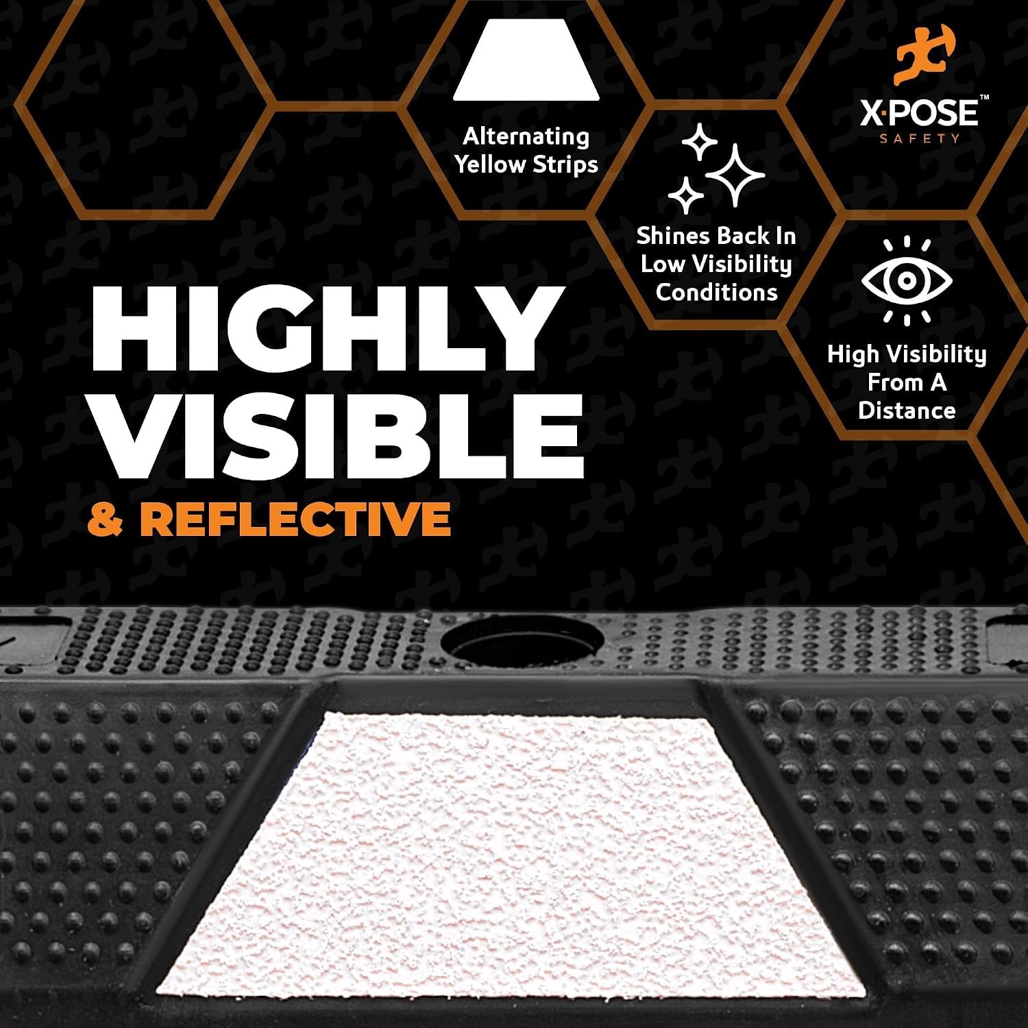 Xpose Safety 72' Heavy Duty Rubber Parking Stopper – Bulk 2 Full Pallets 100 Pack Wheel Blocks for Garage, Driveway, or Ramp – Car Bumper Stop with White Reflective Strips – Removable Floor Mount