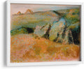 Canvas Lab | Landscape with Rocks by Edgar Degas | 23 x 17 in | Fine Art Framed Print, Frame Color: White | Classical art, Impressionism, Scenery | Wall Decor for Bedroom, Living Room or Office