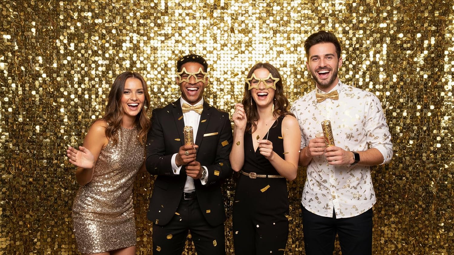 Anderson's Gold Metallic Floral Sheeting, 30 Ft. Parade Float Decoration for Trailers, Parties, Weddings, Proms, Photo Backdrops & Events – Shiny Fringe Garland for Indoor/Outdoor Use