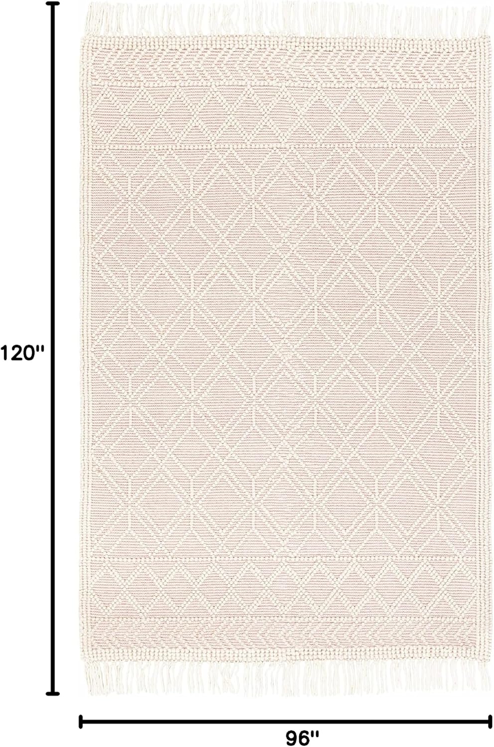 BoutiqueRugs Pink Trellis Transitional 8x10 Large Area Rug Wool Hand Woven Ivory Diamond Traditional Ramsbury Great Room Open Concept Master Bedroom Large Dining Room Stain Resistant Non-Shedding