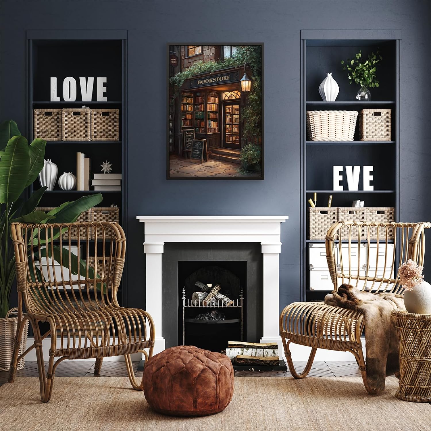 Dark Academia Bookish Posters Antique Library Bookshop Wall Art 24x36 inch Black Framed Moody Reading Canvas Painting for Living Room Library Wall Decor