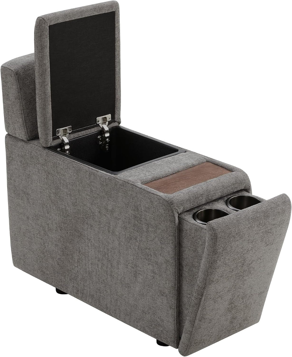 CHITA Versatile Storage Console for Modular Sofa, Multifunctional Side Table with Dual Cup Holders, Table, No Need Assembly, Grey