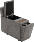 CHITA Versatile Storage Console for Modular Sofa, Multifunctional Side Table with Dual Cup Holders, Table, No Need Assembly, Grey