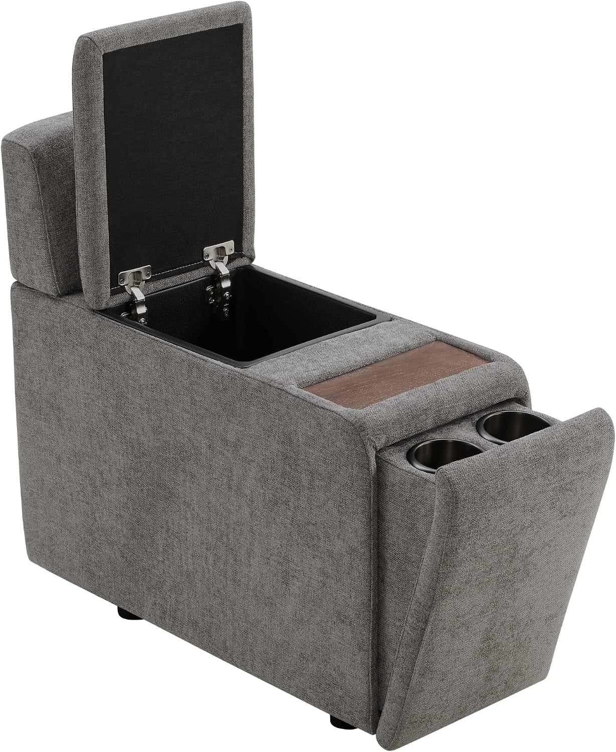 CHITA Versatile Storage Console for Modular Sofa, Multifunctional Side Table with Dual Cup Holders, Table, No Need Assembly, Grey