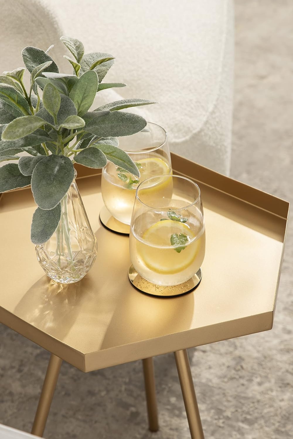 Kate and Laurel Kashvi Modern Side Table; 17 x 15 x 20; Gold; Decorative Glam Hexagon Bedroom Nightstand Table for Storage and Display