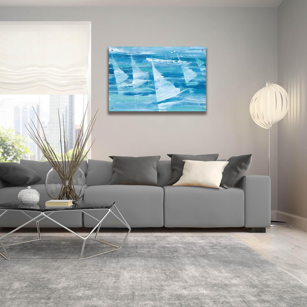 Epic Art 'Summer Sail 3 Blue' by Albena Hristova Acrylic Glass Wall Art, 36' x 24'