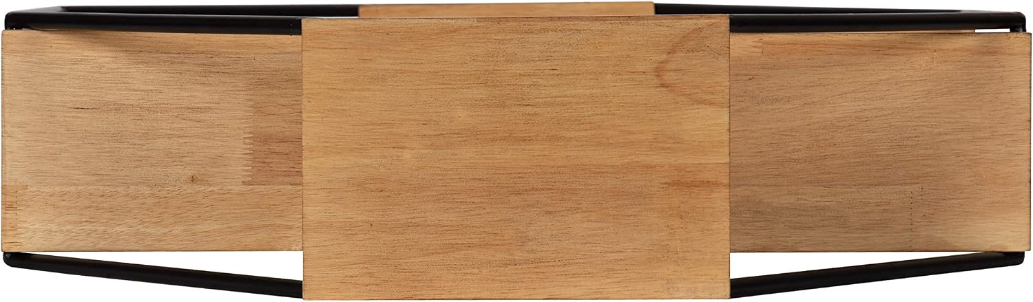 Kate and Laurel Lintz Farmhouse Octagon Wall Shelf, 24 x 24, Rustic Brown and Black, Modern 4-Tier Geometric Shelves for Wall