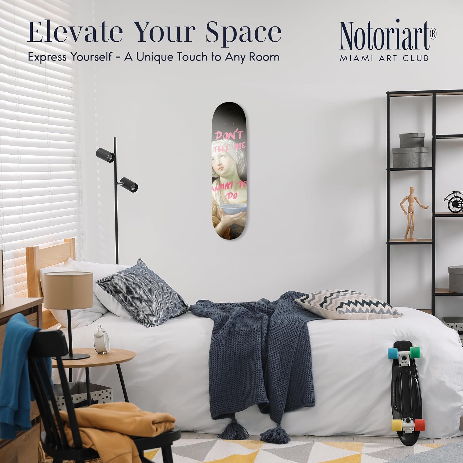 Modern Typography Acrylic Wall Art Die-Cut Easy-to-Hang, 1 Panel 8' x 32', What To Do Skateboard