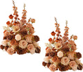 2pcs Free Standing Flowers Ball Bouquet Artificial Rose Floral Arrangements for Wedding Centerpieces Tables Aisle (Coffee)