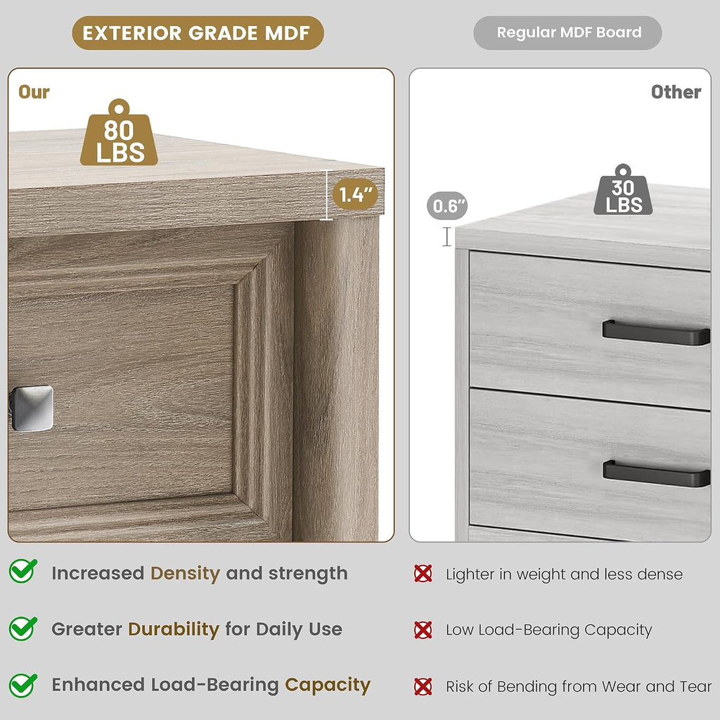 Standifurno Farmhouse Night Stand Set of 2, Grey Nightstands with Drawer Storage, Wood Large Side Tables End Table, 22.6' Wide Bedside Tables Night Stands for Bedroom Room Sofa Couch Office