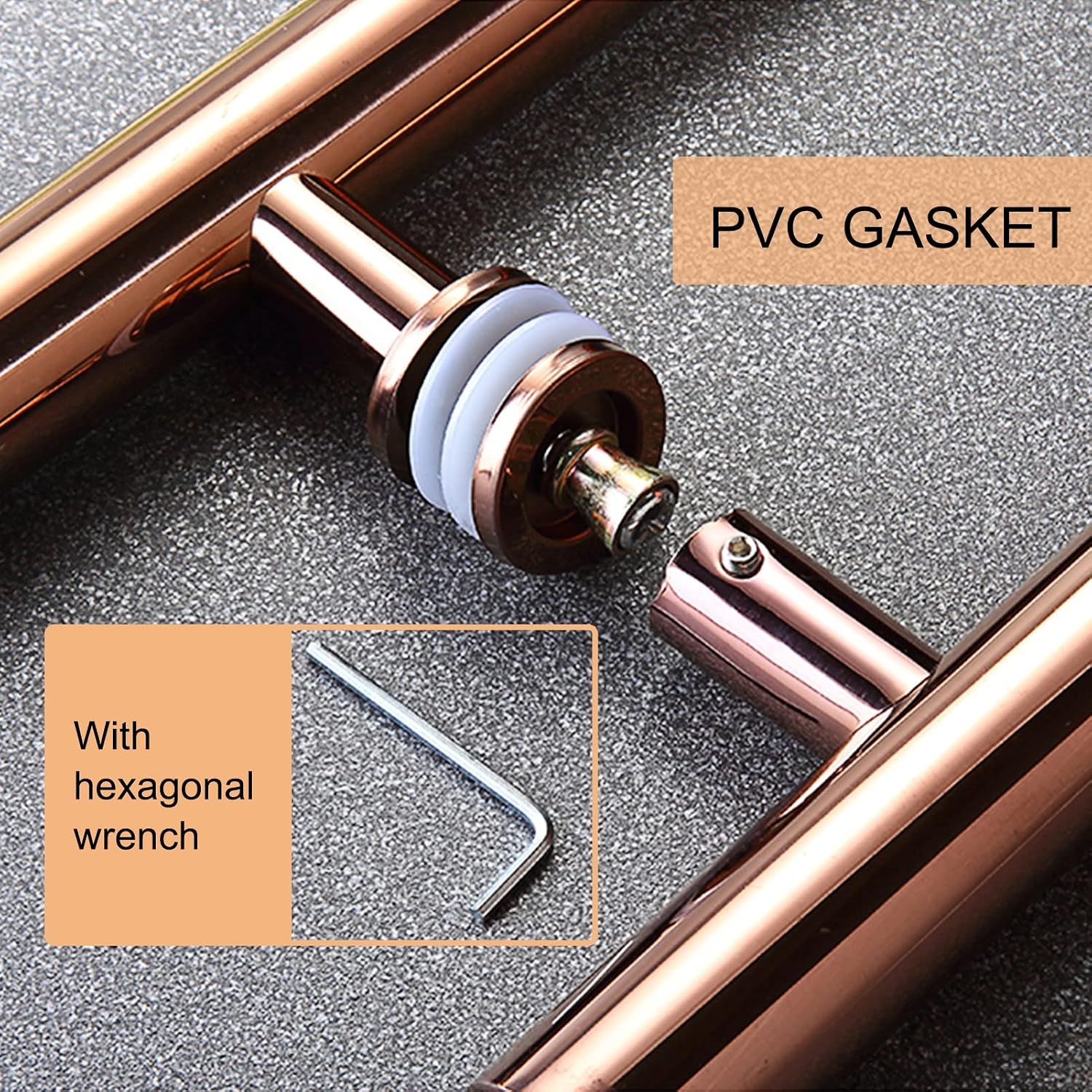 Double-Side Round Glass Door Handle, Heavy Duty Exterior Barn Door Push Bar for Exit, Swing Entry Door Handle Bar with Mounting Screws (Color : Gold, Size : 60cm(23 5/8') 40cm)