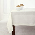 Solino Home Linen Tablecloth 60 x 120 Inch - Classic Hemstitch 100% Pure Linen Ivory Table Cloth for Rectangle Tables - Machine Washable Tablecloth for Summer