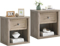 Standifurno Farmhouse Night Stand Set of 2, Grey Nightstands with Drawer Storage, Wood Large Side Tables End Table, 22.6' Wide Bedside Tables Night Stands for Bedroom Room Sofa Couch Office