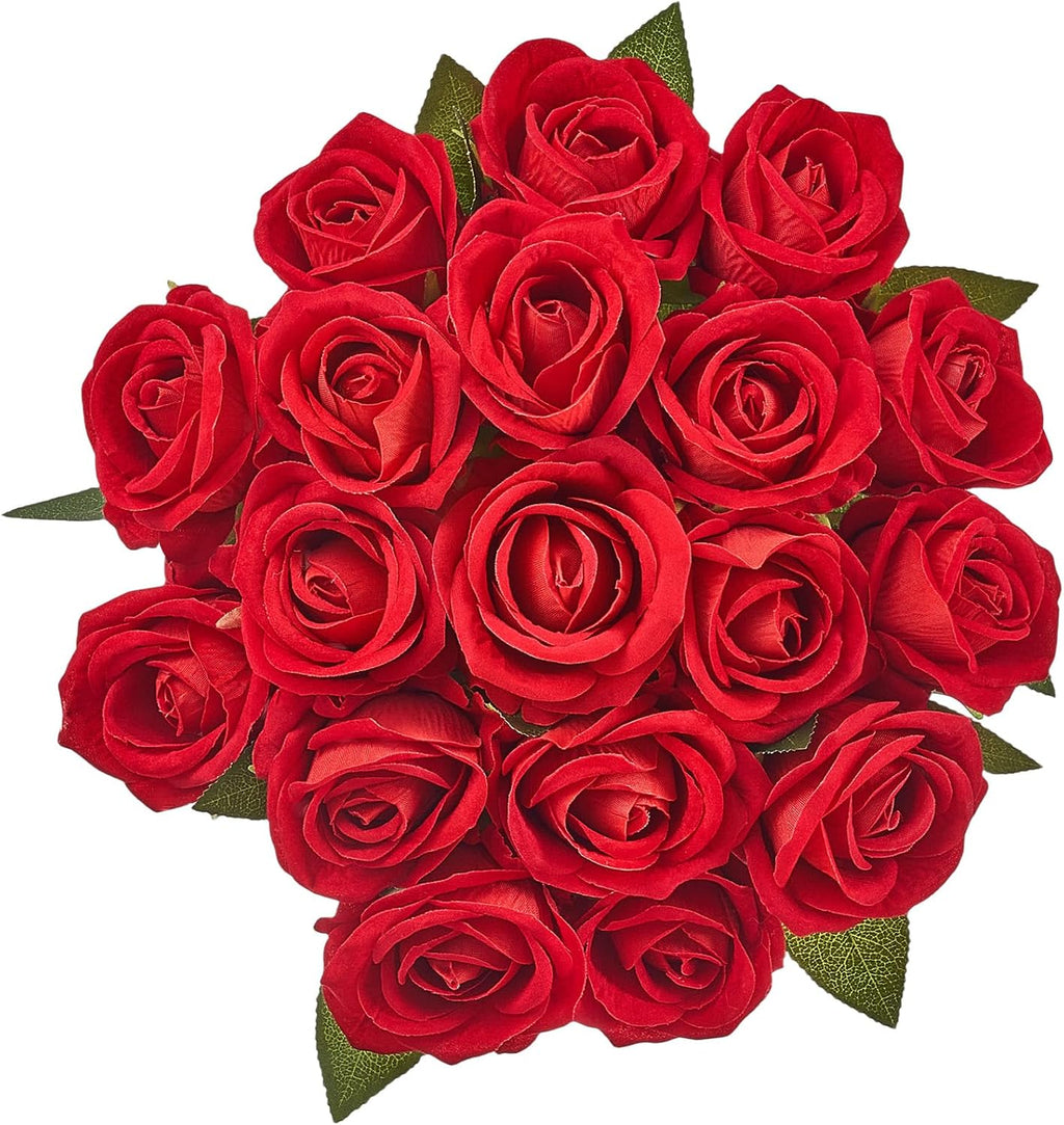 VEVOR Artificial Flowers, 500 pcs Real Looking Red Foam Fake Roses Bulk, Faux Red Bridal Shower with Stems for DIY Wedding Bouquets, Home Centerpieces Arrangements, Party Tables Decorations