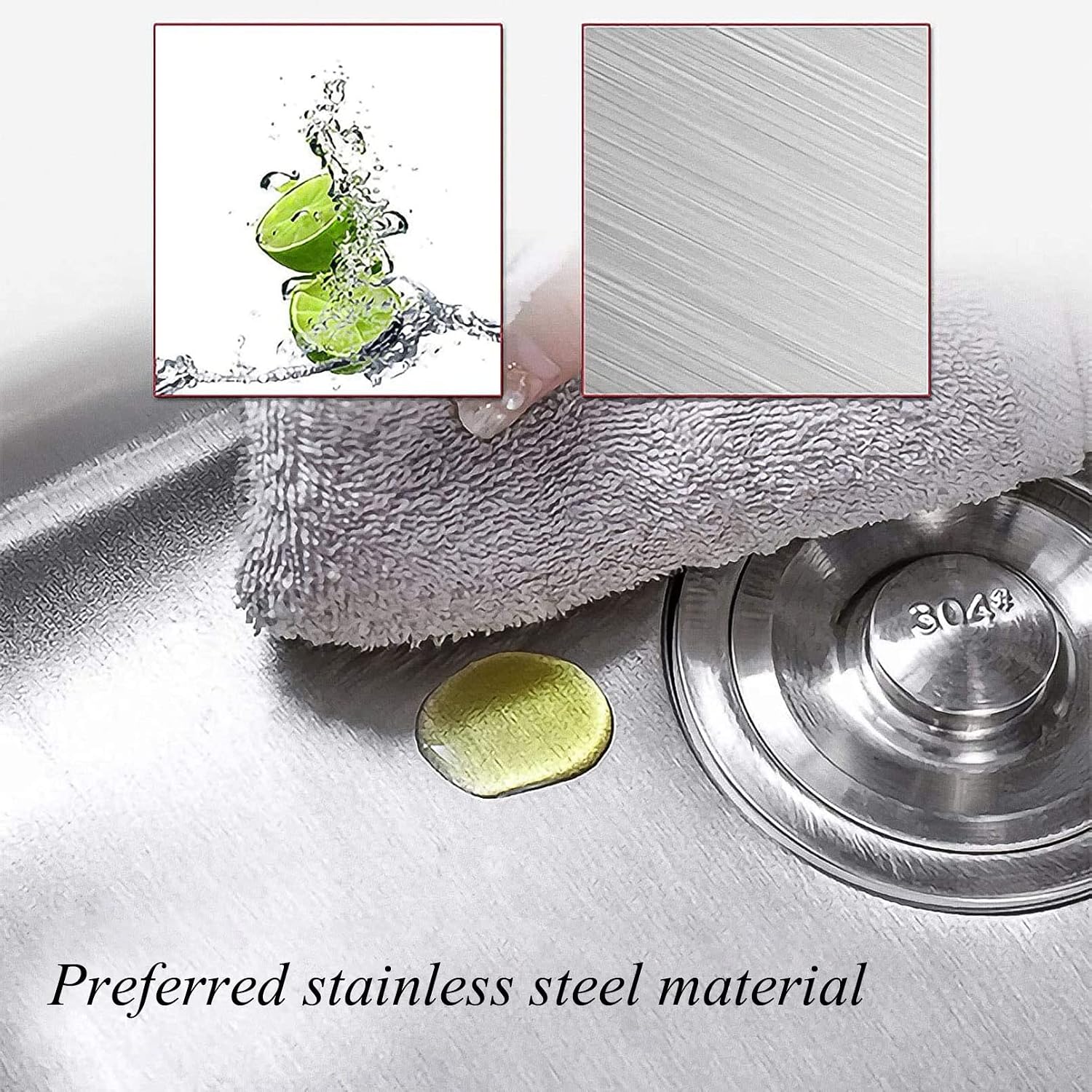 Stainless Steel Utility Sink, 304 Commercial Sink with Swivel Faucet, Backsplash, Drain Strainer, Adjustable Bullet Feet, Deep Oversized Single Bowl Sink
