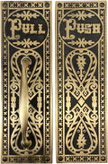 Push and Pull Victorian Door Set with Embossed Brass Design - The Gatsby (Highlighted Bronze)
