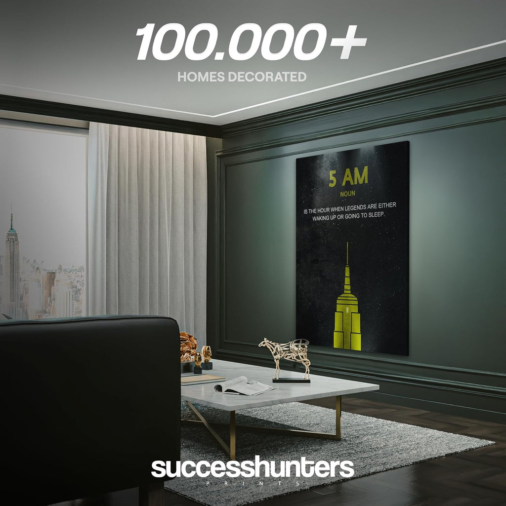 SuccessHunters Entrepreneur Motivational Wall Canvas Print Office Decor Modern Art 5 AM Legend Motivation Pop Culture Empire State Inspirational Hustle Art (36' x 24')