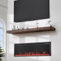 60 Inch Fireplace Mantel Shelf - 8' Deep Solid Wood Floating Mantel for Over Fireplace - 90LBS with Invisible Bracket - Handcrafted TV Decor for Livingroom & Bedroom - Charred Rustic Brown