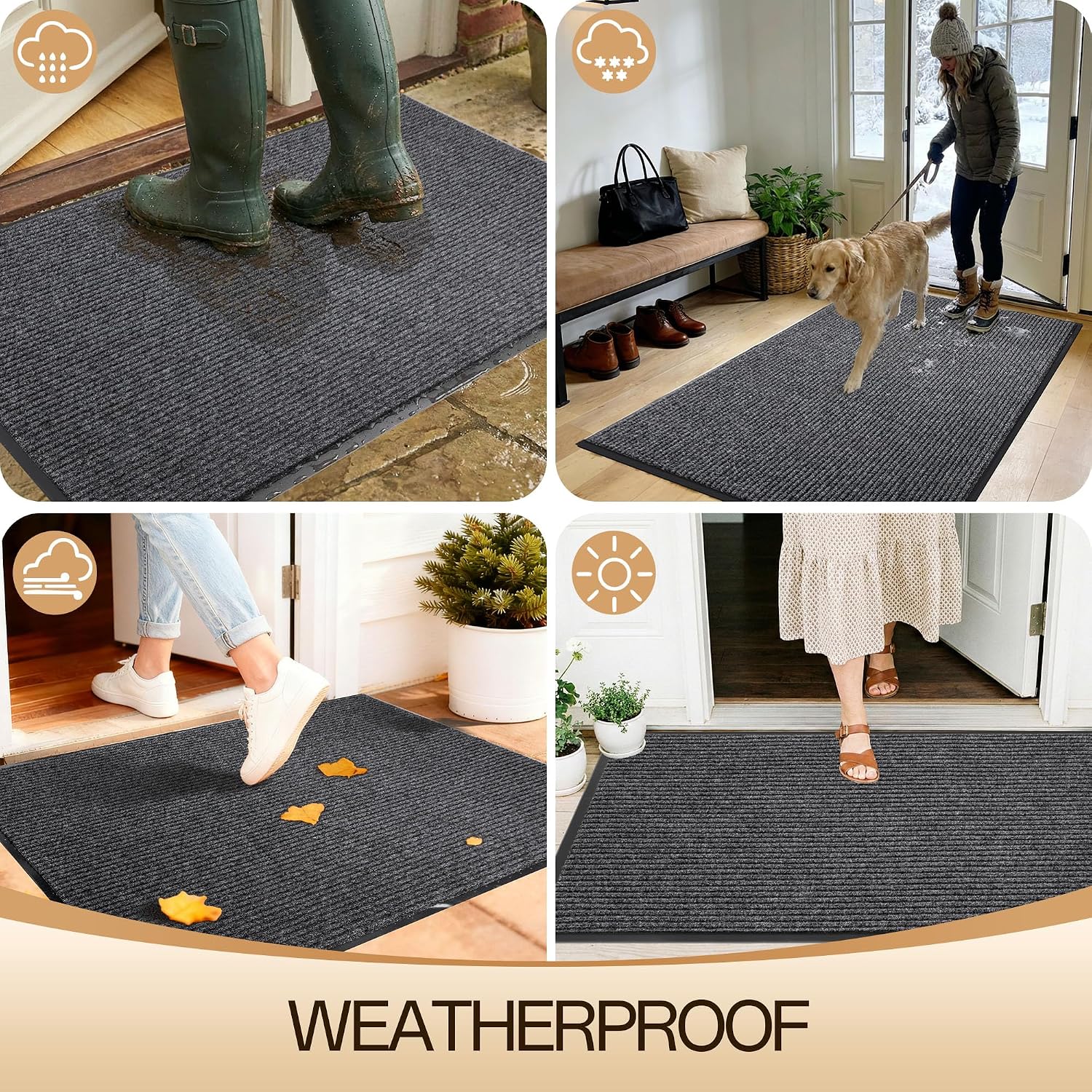 Amyracel Front Door Mat Indoor Outdoor Entrance, 36' x 120' All-Season Waterproof Doormat for Enterway, Heavy Duty Commercial Floor Mat, Fade Resistant, Rubber Back, Low Profile, Easy Clean