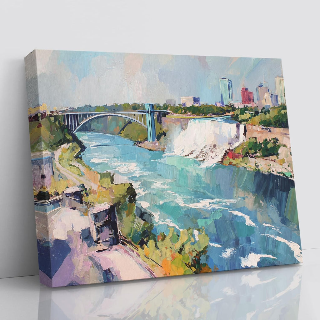 Niagara Falls American Falls Canvas Print – New York Waterfall Wall Art, USA Natural Landmark Landscape Decor, Travel Poster Ready to Hang(18x24inches)