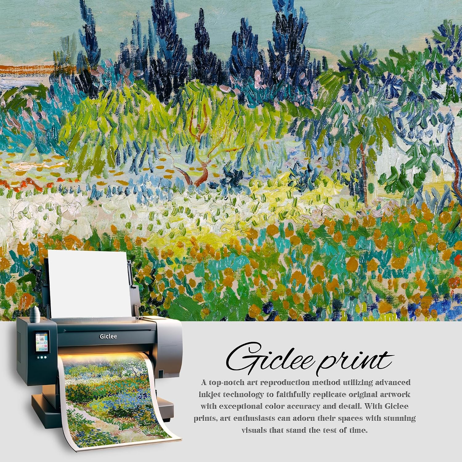 Garden at Arles by Vincent Van Gogh Framed Size:30x36 inches,Image Size:24x30 inches,Golden Frame The World Classic Art Reproductions,Wall Art for Home Decor