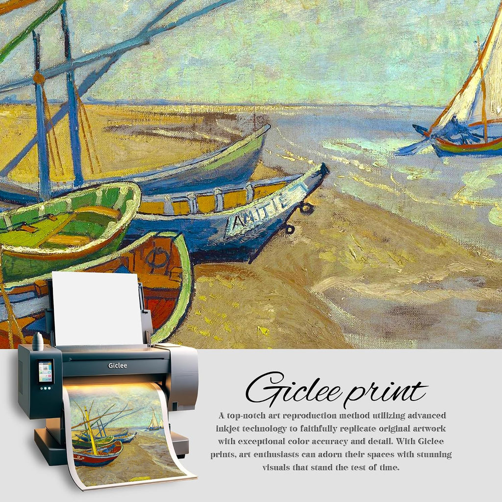 Boats at Saintes Maire by Vincent Van Gogh Framed Size:30x36 inches,Image Size:24x30 inches,Golden Frame The World Classic Art Reproductions,Wall Art for Home Decor