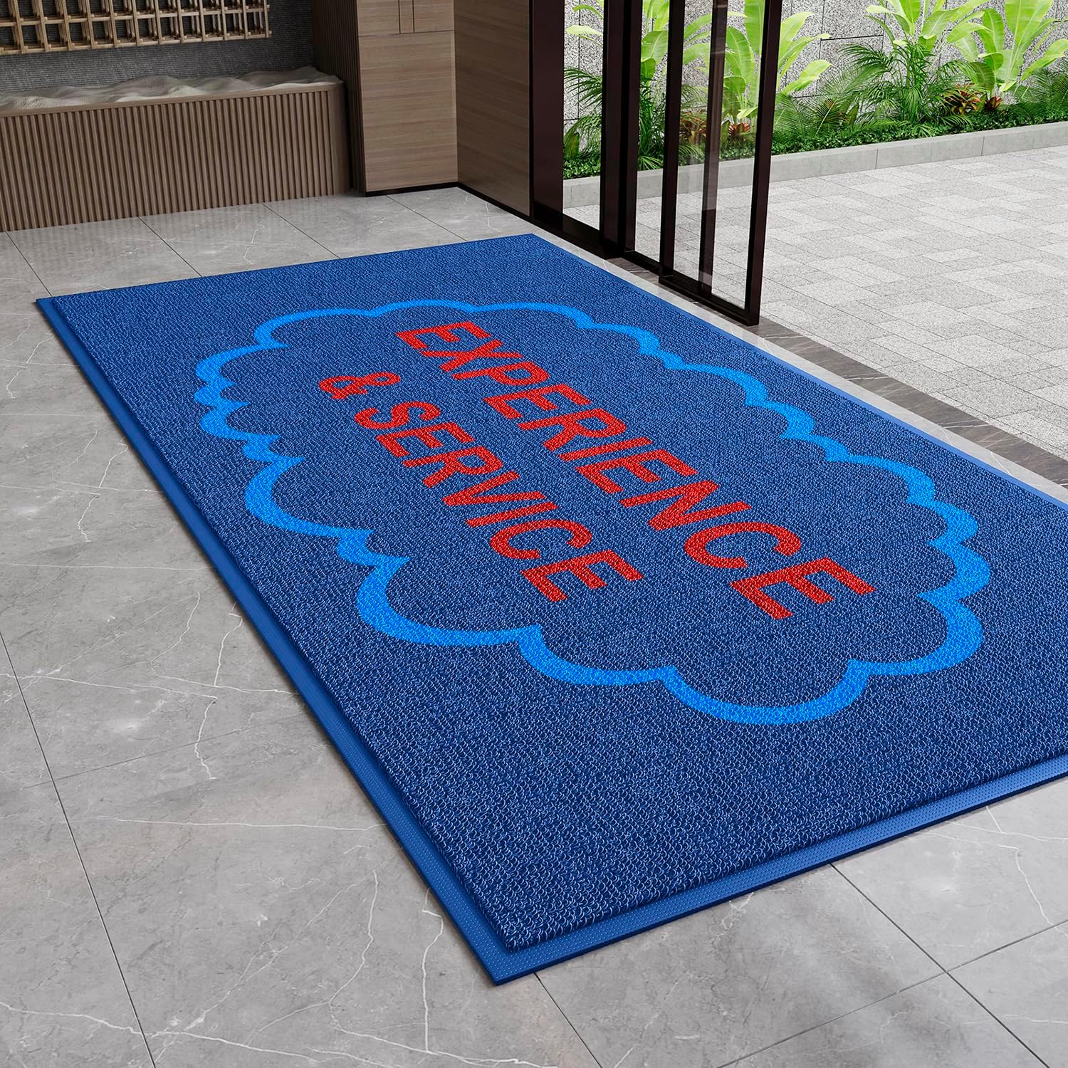 Custom Design Door Mat Personalized Logo Rugs, Non Slip Low Profile Indoor Outdoor Door Mats, Easy Clean Patio Entrance Mat