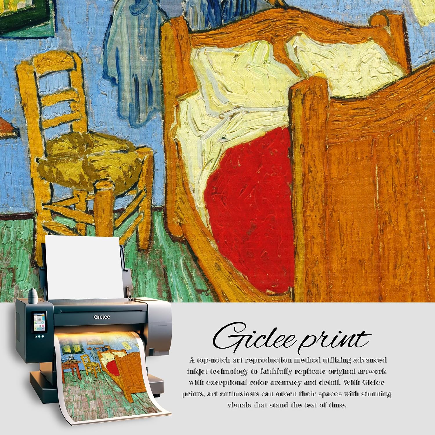 Bedroom in Arles by Vincent Van Gogh Framed Size:30x36 inches,Image Size:24x30 inches,Golden Frame The World Classic Art Reproductions,Wall Art for Home Decor
