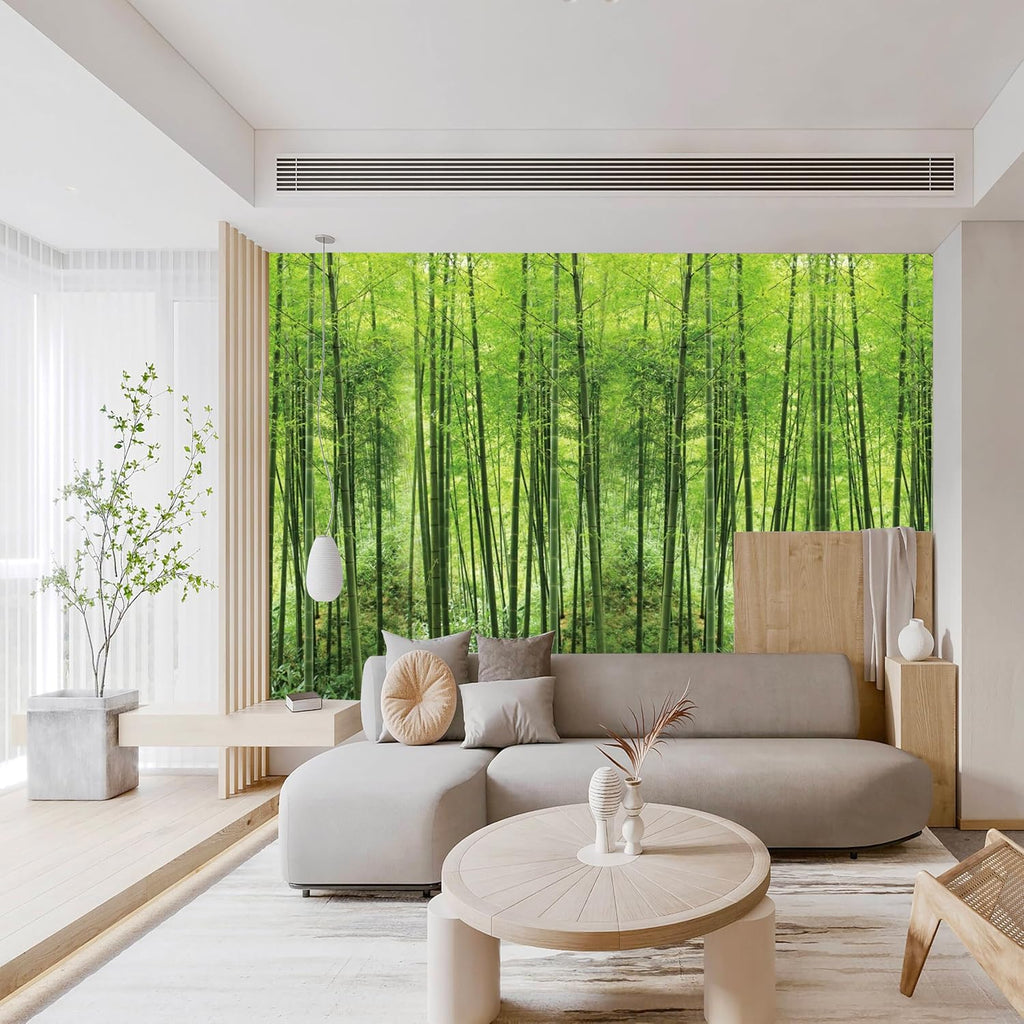 Custom Wall Murals,HD Green Bamboo Forest Natural Landscape，Removable Large Photo Wallpaper(Self-Adhesive Wall Fabric,No PVC) 151' x 105'