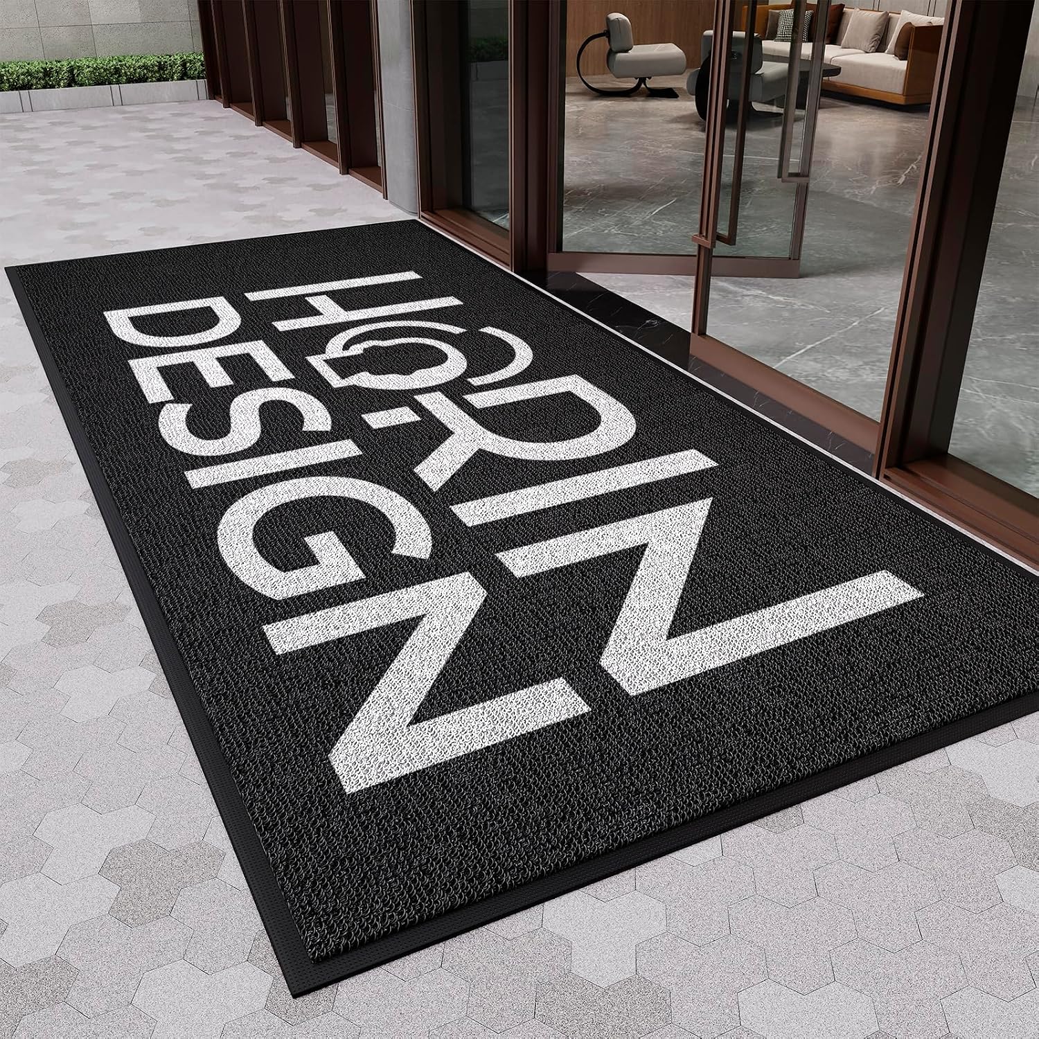 Custom Door Mat Personalized Design Logo Carpet for Business, Anti Slip Waterproof Indoor Outside Entrance Mat for Garage Garden