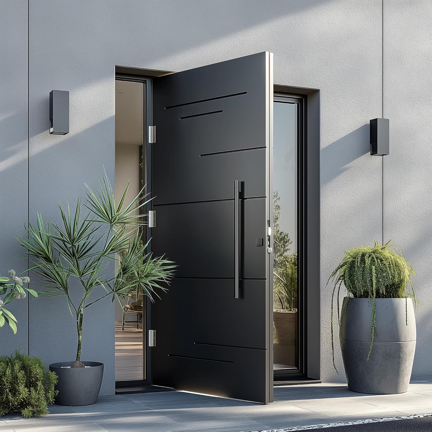 TOGU TG-6012 48-Inch Double-Sided Push Pull Door Handle, Matte Black SUS304 Stainless Steel Ladder Pull, Heavy-Duty for Commercial Glass, Residential Wood Barn & Metal Doors (1200 * 32mm)