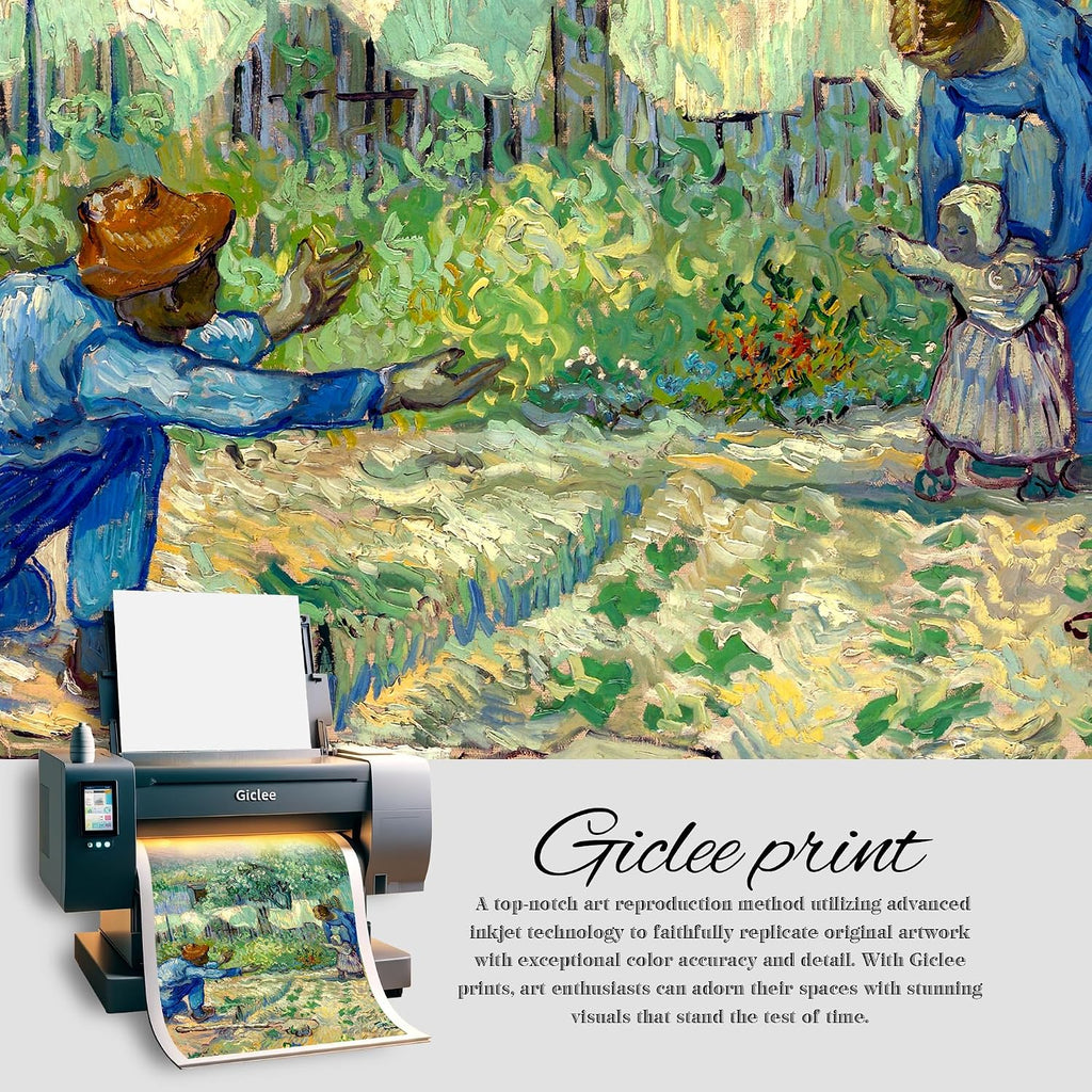 First Steps, after Millet by Vincent Van Gogh Framed Size:30x36 inches,Image Size:24x30 inches,Golden Frame The World Classic Art Reproductions,Wall Art for Home Decor