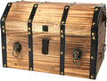 Vintiquewise Wooden Treasure Chest Trunk Vintage-Style Storage Box with Leather Straps Brass Rivets Lion Head Ornaments & Latch Closure Decorative Accent and Functional Organizer for Home Décor, Small