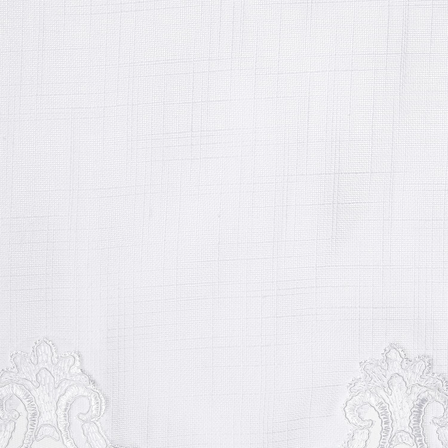 Violet Linen Imperial Embroidered Vintage Lace Design Oblong/Rectangle Tablecloth, 60' x 84', White