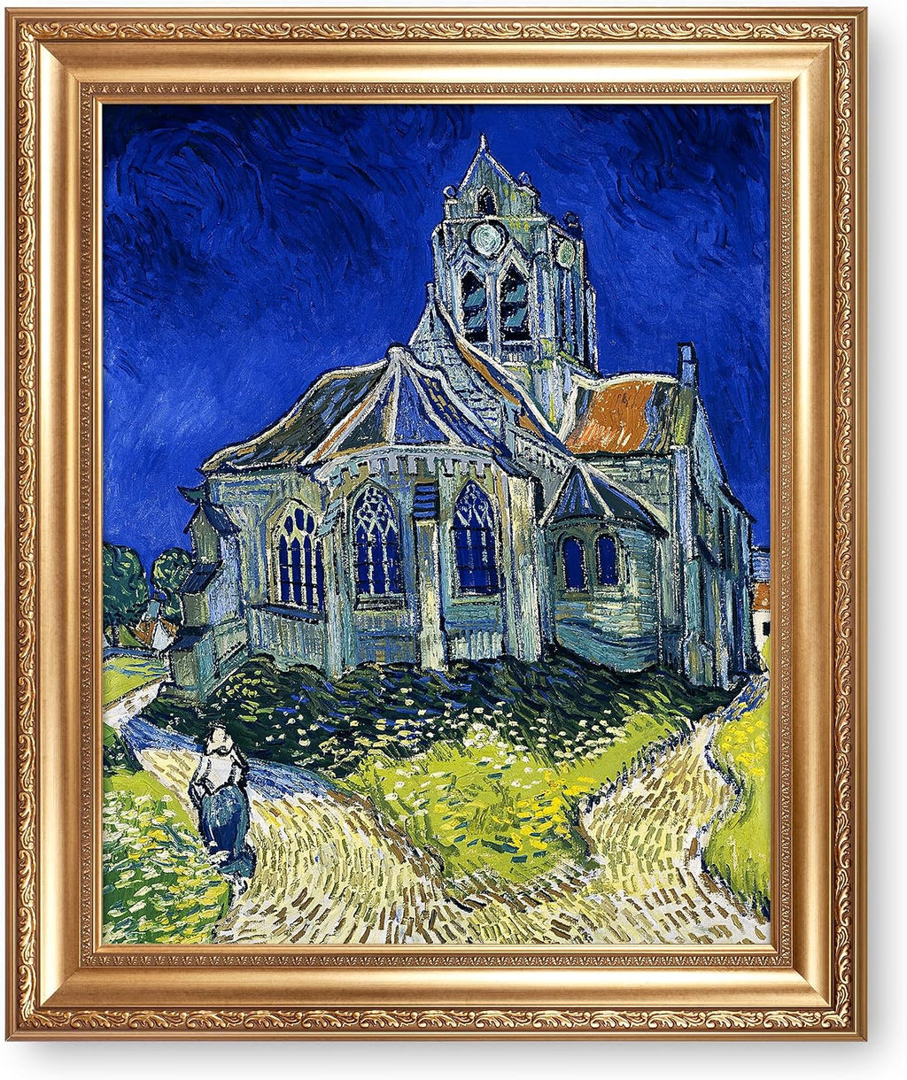 Café Terrace at Night by Vincent Van Gogh Framed Size:30x36 inches,Image Size:24x30 inches,Golden Frame The World Classic Art Reproductions,Wall Art for Home Decor