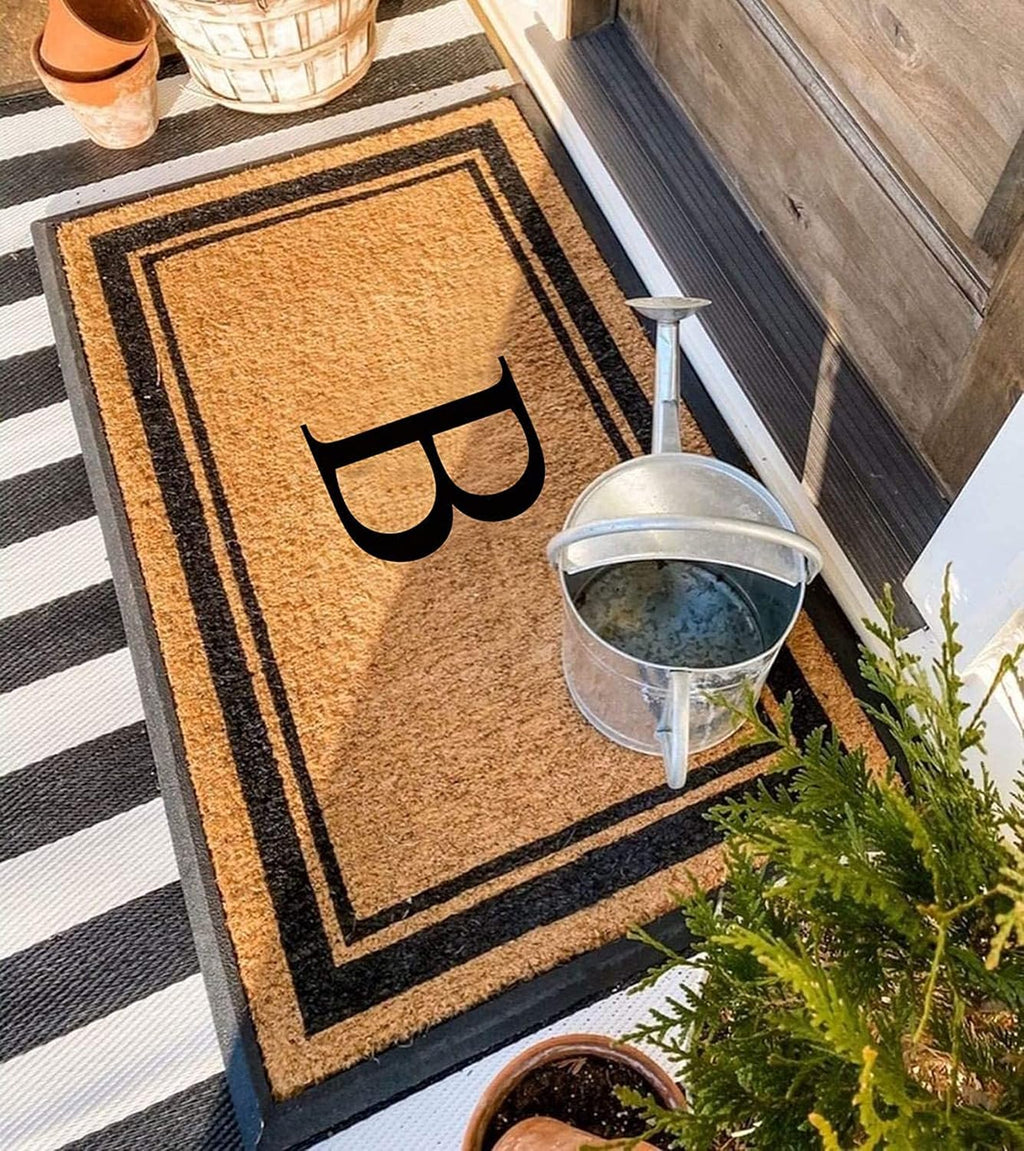 A1 Home Collections Natural Coir & Rubber Hand-Flocked Monogrammed Doormat - Heavy Duty Anti-Shedding Front Door Mat, Thick & Durable Entrance Mat - B, 30' x 48'