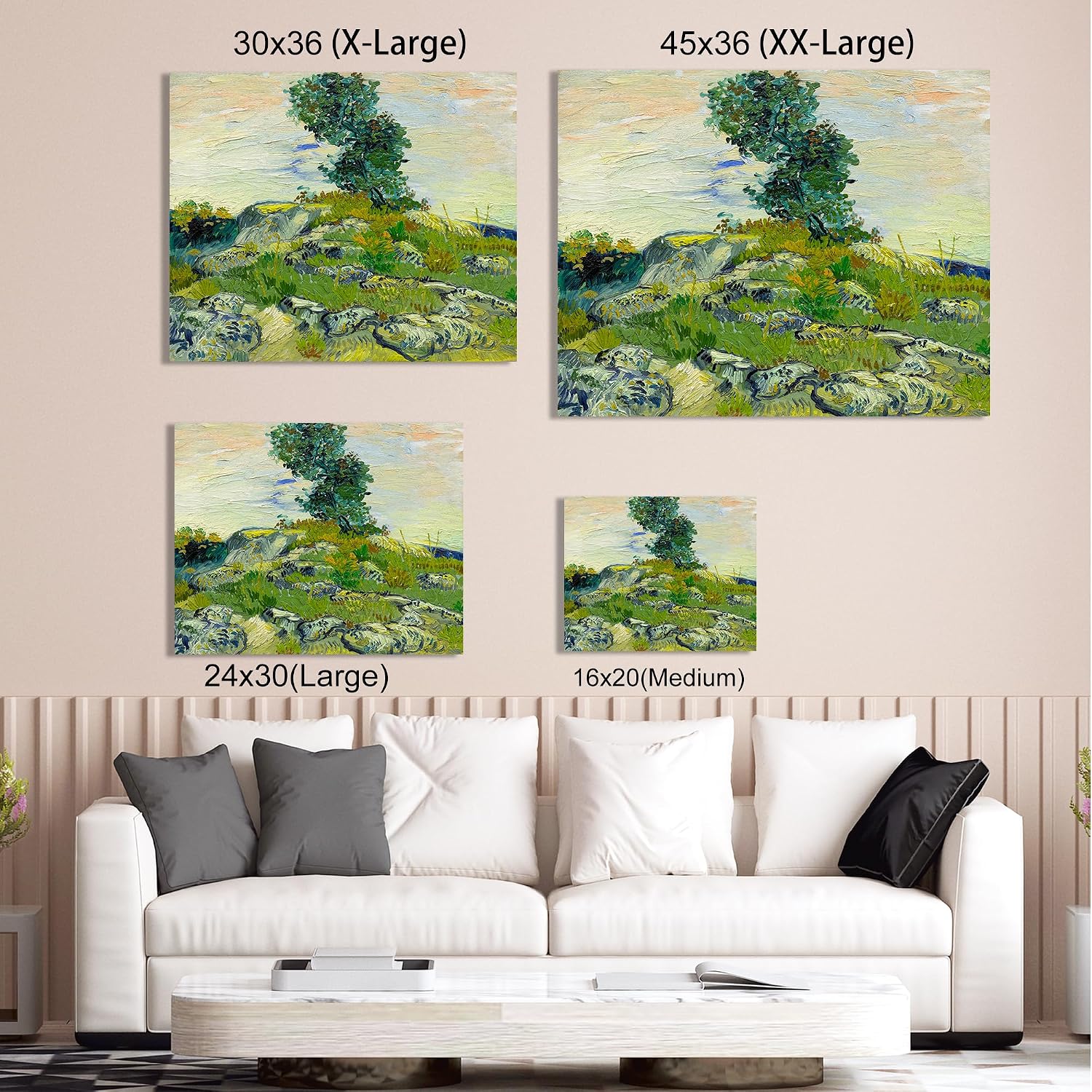 A&T ARTWORK The Rocks by Vincent Van Gogh. The World Classic Art Reproductions, Giclee Canvas Prints Wall Art for Home Decor,30x36x1.5 inches
