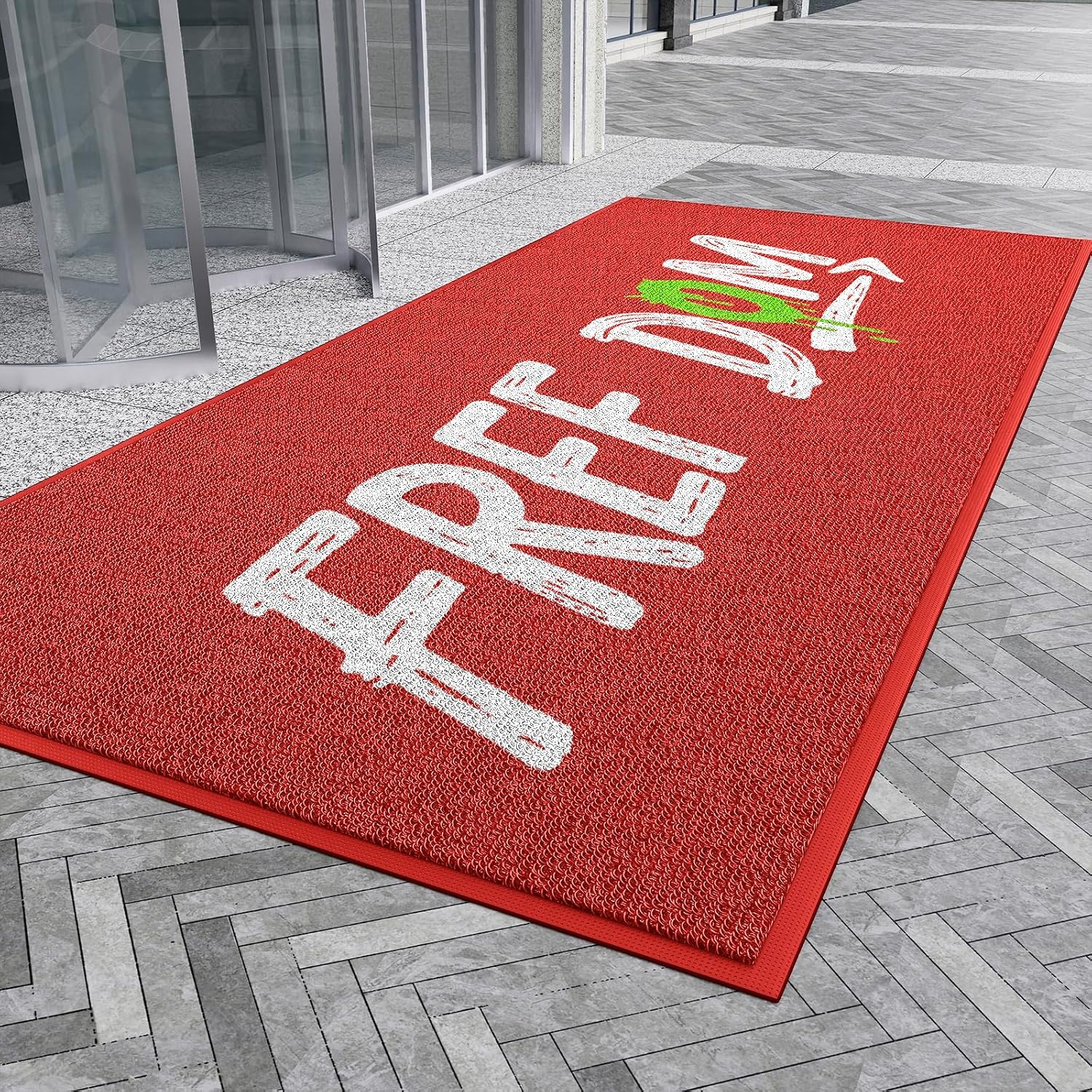 Custom Logo Door Mat Outdoor Commercial Carpet Floor Mat for Front Door, Non-Slip Low Profile Porch Patio Doormat